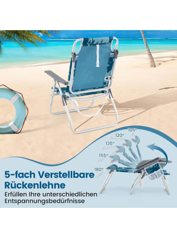COSTWAY 2er Set Strandstühle mit Tisch in Blau