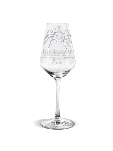 Mr. & Mrs. Panda Weißwein Glas Spinne Agathe Party mit Spruch in Transparent