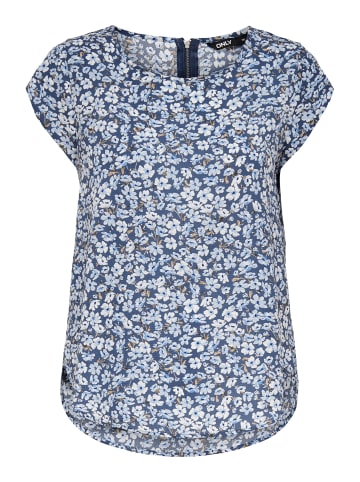 ONLY Print Kurzarm Bluse ONLVIC in Blau-3