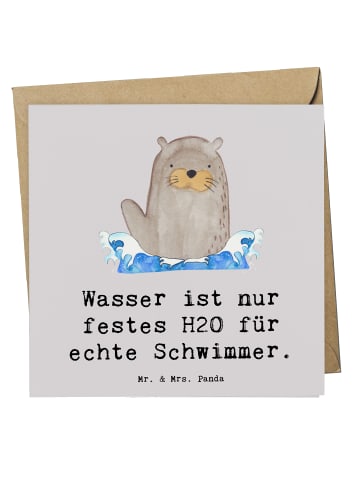 Mr. & Mrs. Panda Klappkarte Schwimmen Abenteuer mit Spruch in Grau Pastell