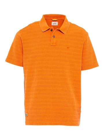 Camel Active Kurzarm Poloshirt im tonalen Streifenmuster in Orange