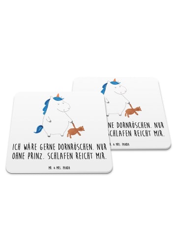 Mr. & Mrs. Panda Untersetzer Set Einhorn Teddy mit Spruch in Weiß