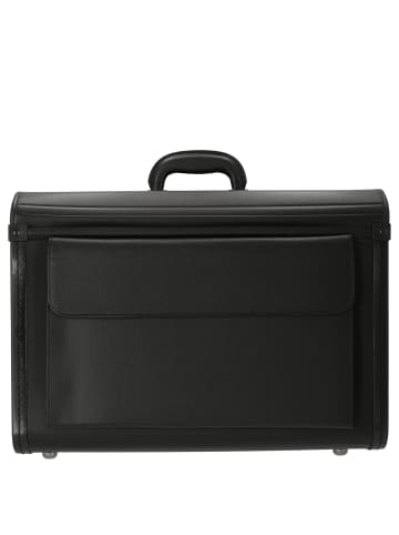 D&N Business & Travel - Pilotenkoffer PU mit 2 Verschlüssen 51 cm Vortasche in schwarz