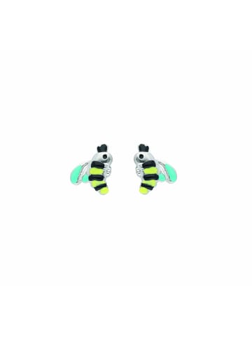 Adeliás Damen 925 Silber Ohrringe / Ohrstecker Biene gelb, schwarz, blau in silber