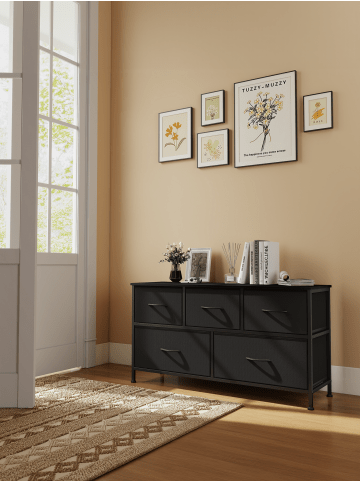 SONGMICS Kommode Bellah in Schwarz - (B)98.9 x (H)52.3 x (T)30 cm