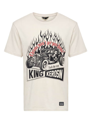 King Kerosin King Kerosin Print T-Shirt Chrome Won't Get You Home in offwhite