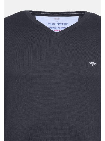 FYNCH-HATTON Strickpullover mit V-Ausschnitt in dunkelgrau