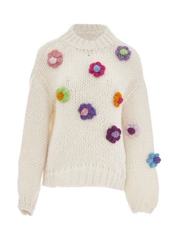 ebeeza Damen Strickpullover in Wollweiss