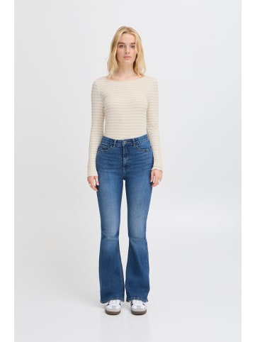 ICHI Langarm IHCELLA Tight fit in Oatmeal stripe