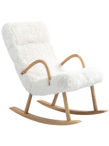 HOMCOM Schaukelstuhl-58L x 104-114B x 96-109H cm-Weiß