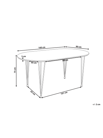 Beliani Esszimmertisch CAVELL in Braun/Schwarz - (W) 90 x (H) 75 x (L) 160 cm