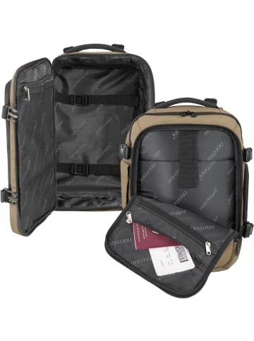 normani Erweiterbarer Handgepäck-Rucksack mit Reisepass Brusttasche in Beige