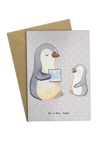 Mr. & Mrs. Panda Grußkarte Logopäde Herz ohne Spruch in Grau Pastell