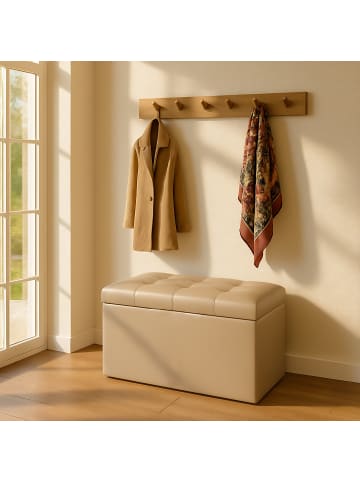 relaxdays Sitzbank in Beige - (B)76 x (H)38 x (T)38 cm