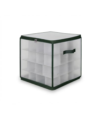 relaxdays Weihnachtskugel-Aufbewahrungsbox in Transparent/ Grün - (B)36 x (H)36 x (T)36 cm