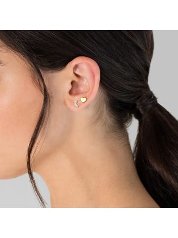 Glanzstücke München Ohrstecker Herz Sterling Silber Zirkonia in gelbgold