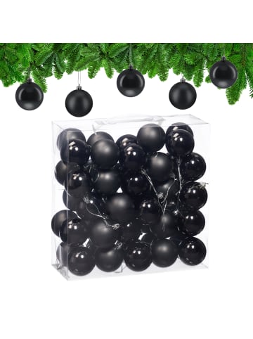 relaxdays 50-tlg. Weihnachtskugeln Set in Schwarz