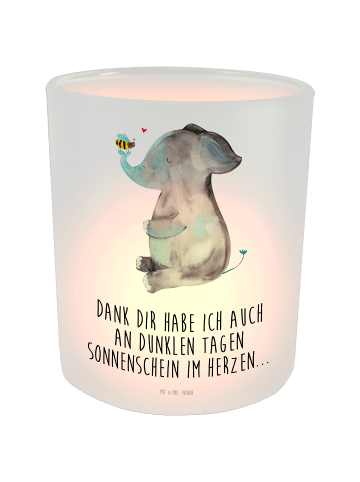 Mr. & Mrs. Panda Glas Teelicht Elefant Biene mit Spruch in Transparent