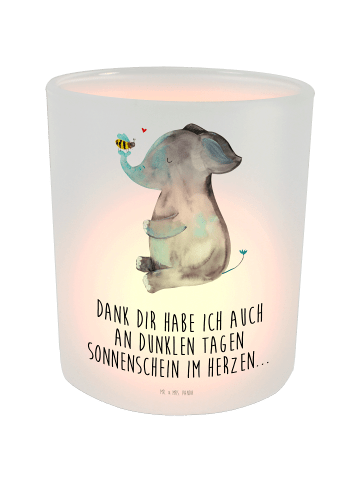 Mr. & Mrs. Panda Windlicht Elefant Biene mit Spruch in Transparent