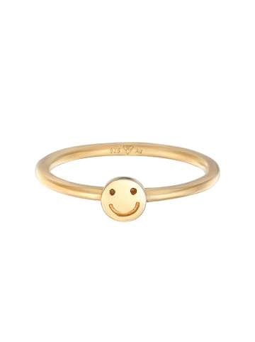 Elli Ring 925 Sterling Silber mit Smiling Face, Pinky Ring in Gold