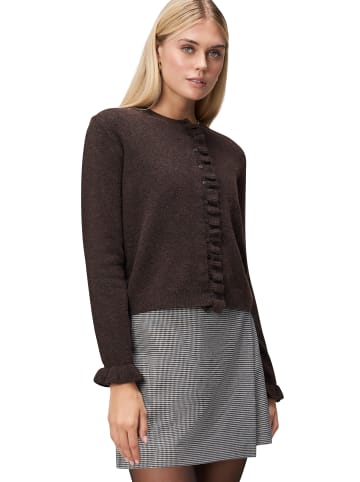 Zero  Strickjacke mit Rüschen in Dark Brown Melange
