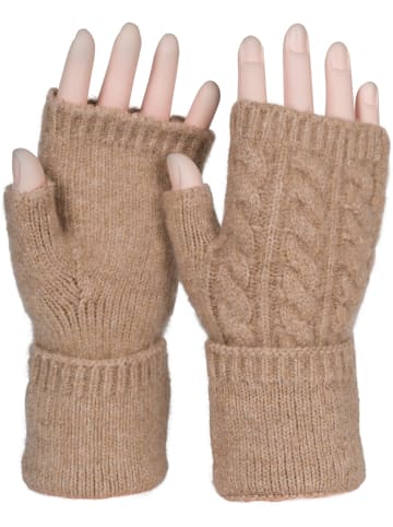 styleBREAKER Fingerlose Strick Handschuhe in Braun