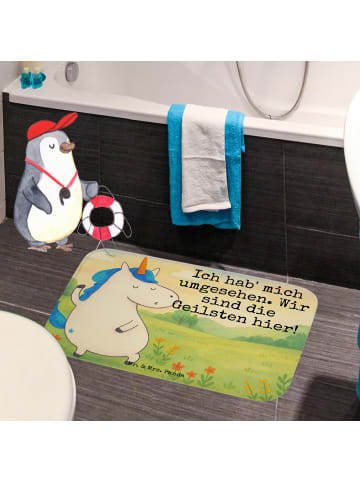Mr. & Mrs. Panda Badevorleger Einhorn Mann Design mit Spruch in Weiß