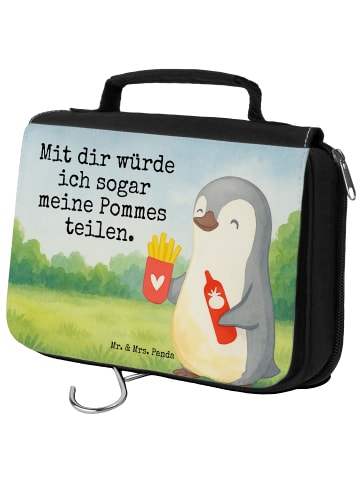 Mr. & Mrs. Panda Kulturbeutel Pinguin Pommes Design mit Spruch in Weiß
