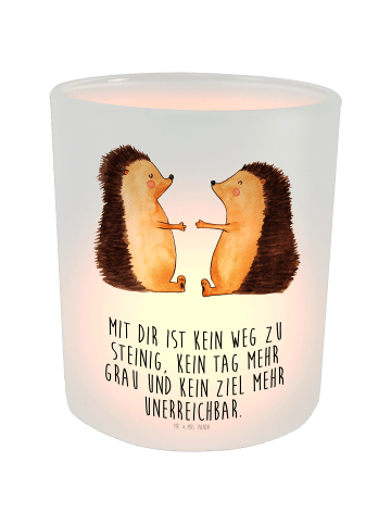Mr. & Mrs. Panda Teelichthalter Igel Liebe mit Spruch in Transparent