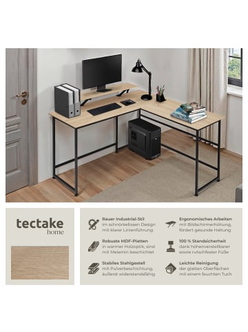 tectake Gamingtisch mit verschiebbarem Monitoraufsatz, 140 x 130 x 76,5 cm
