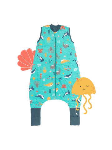 Schlummersack Schlafsack mit Füßen und umklappbaren Bündchen 1.0 TOG in Hellblau