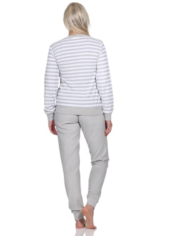 NORMANN Frottee Schlafanzug langarm Bündchen Sterne - 82901 in grau