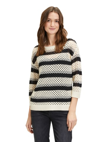 Betty Barclay Grobstrick-Pullover mit Streifen in Patch Beige/Black