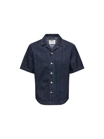 ONLY & SONS Blau Baumwolle Kurzarmhemd
