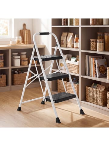 SONGMICS Trittleiter Brody in Weiß - (B)45.5 x (H)7.5 x (T)114 cm