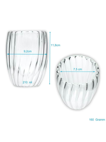 Intirilife Doppelwandiges Thermo Glas Teeglas Kaffeeglas in 4x 210ml Transparent