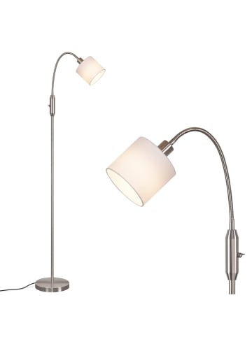ZMH Stehlampe 163cm in silver 360° Drehbar mit Stoff Lampenschirm