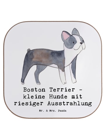 Mr. & Mrs. Panda Untersetzer für Gläser Boston Terrier mit Spruch in Weiß