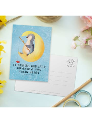 Mr. & Mrs. Panda Wanddeko Pinguin Mond mit Spruch in Eisblau