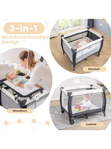COSTWAY 3 in 1 Beistellbett klappbar in Bunt