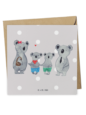 Mr. & Mrs. Panda Deluxe Karte Koala Familie zwei ohne Spruch in Grau Pastell