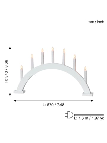 STAR Trading Lichterbogen Trapp, 7-flammig, weiß in Silber