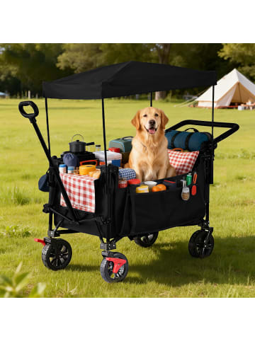 relaxdays Bollerwagen in Schwarz - (B)54 x (H)131 x (T)97 cm