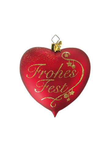 Käthes Original Baumschmuck Glas Herz "Frohes Fest" in goldfarben