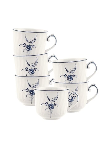 Villeroy & Boch 6er Set Cappuccinotassen Vieux Luxembourg 240 ml weiß-blau in weiß-blau