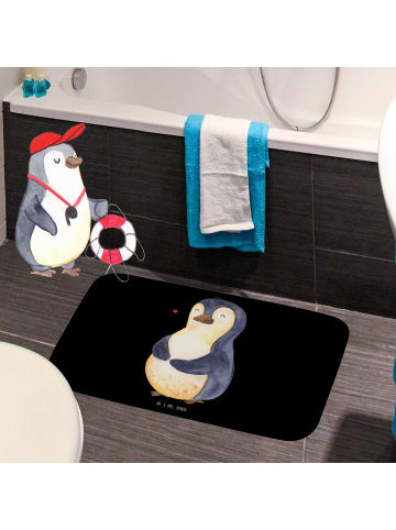 Mr. & Mrs. Panda Badezimmerteppich Pinguin Diät ohne Spruch in Schwarz