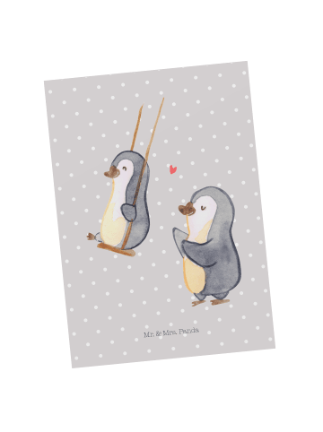 Mr. & Mrs. Panda Grußkarte Pinguin Oma schaukeln ohne Spruch in Grau Pastell