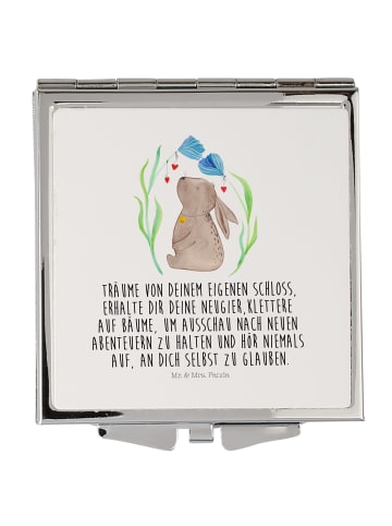 Mr. & Mrs. Panda Schminkspiegel Hase Blume mit Spruch in Weiß