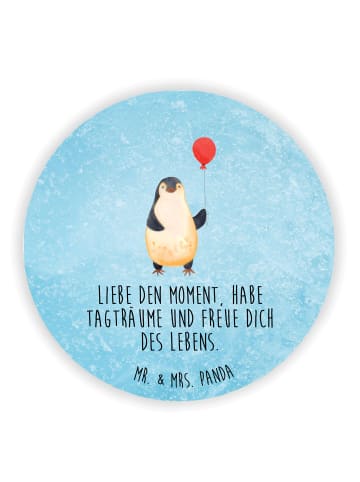 Mr. & Mrs. Panda Rund Magnet Pinguin Luftballon mit Spruch in Eisblau