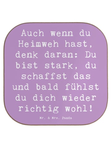 Mr. & Mrs. Panda Untersetzer Spruch Heimweh überwinden mit Spruch in Lavendeltraum